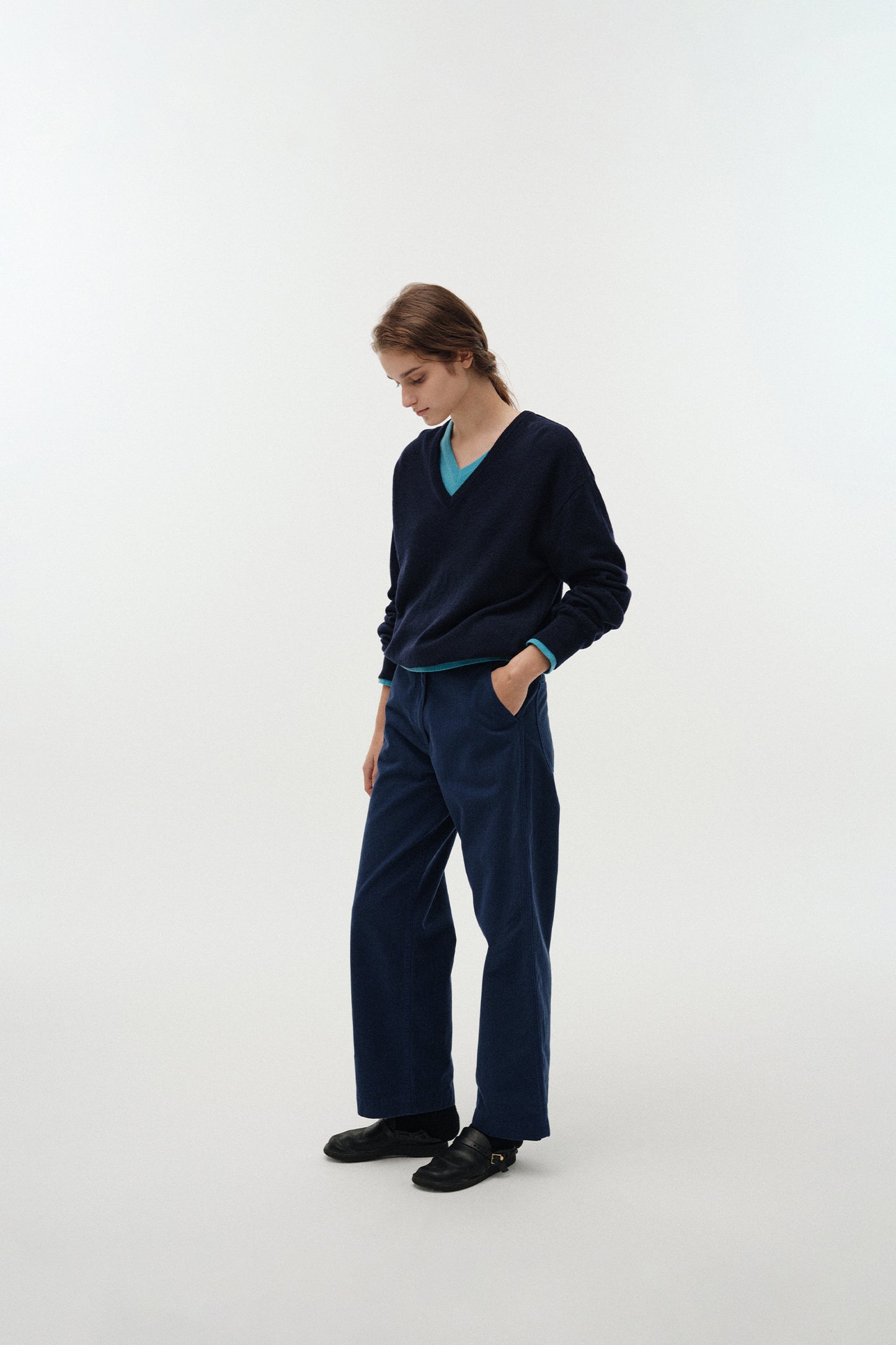 NOTHING WRITTEN PAAN COTTON WORK PANTS - BLUE