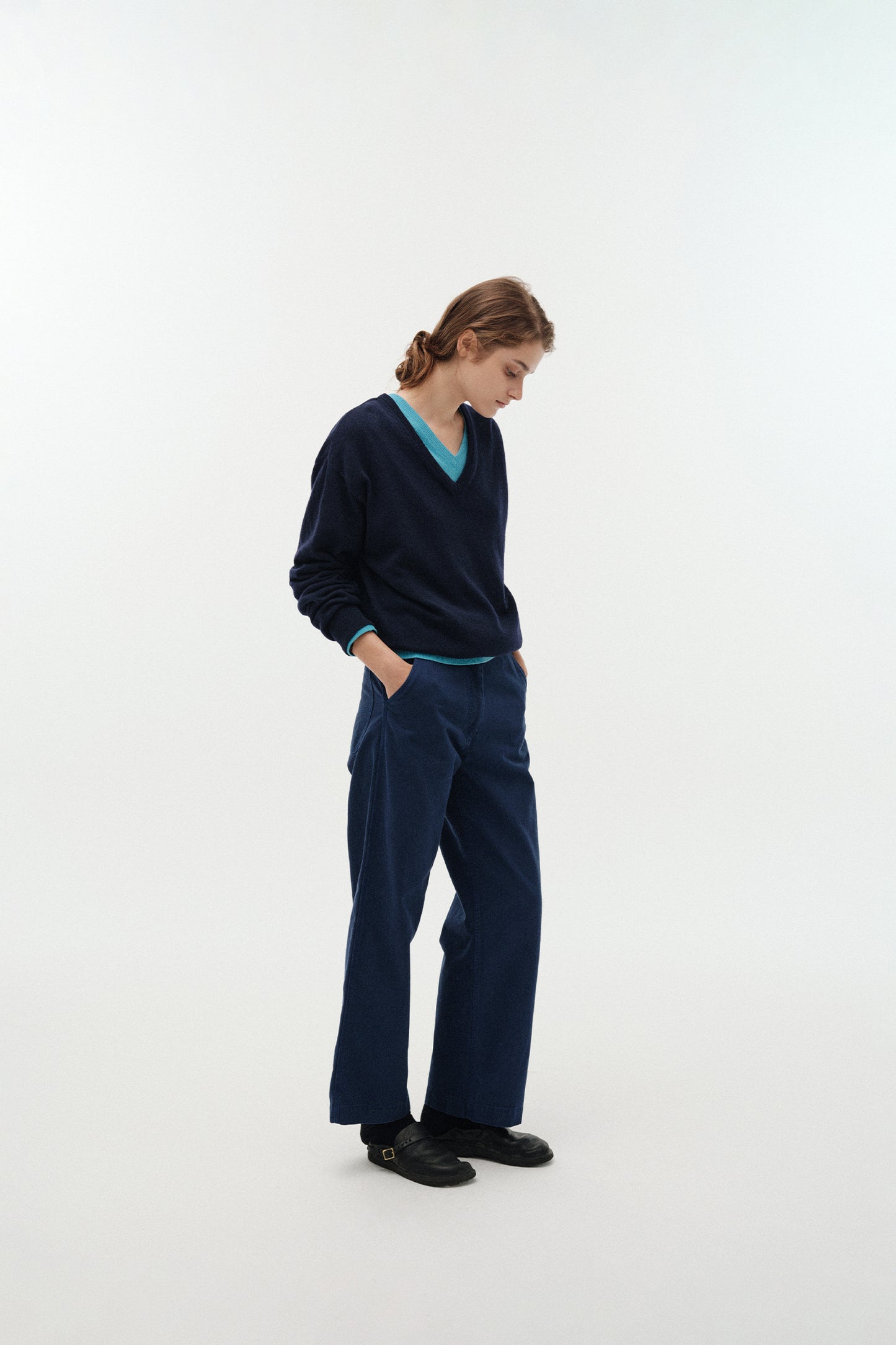 NOTHING WRITTEN PAAN COTTON WORK PANTS - BLUE