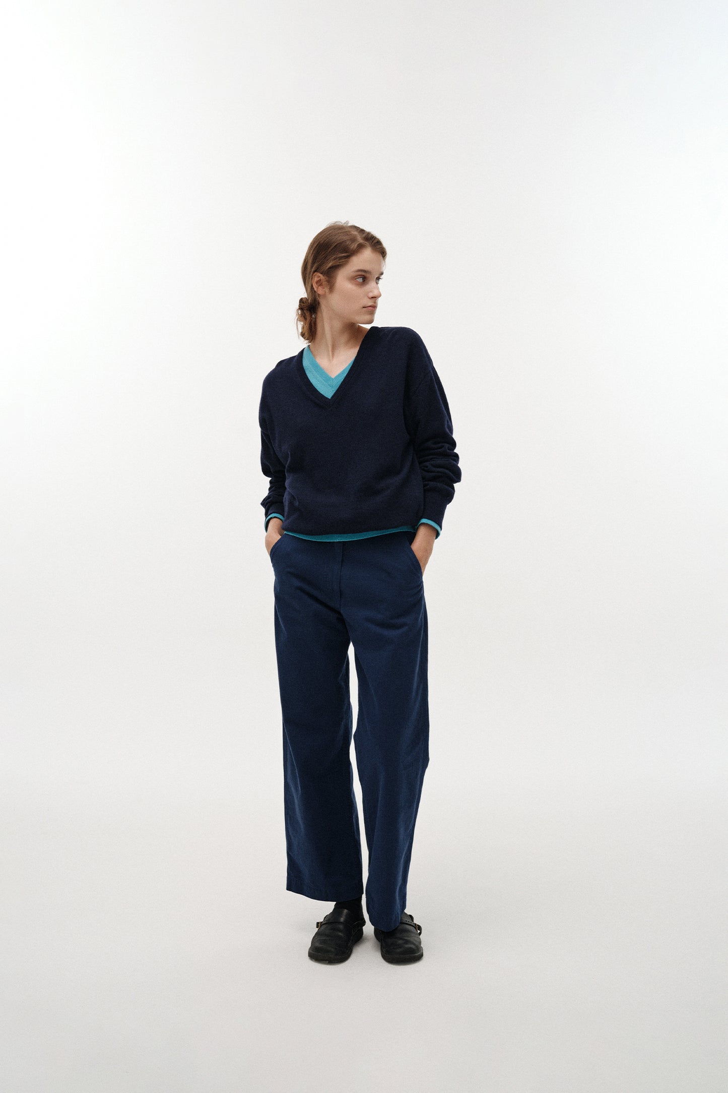 NOTHING WRITTEN PAAN COTTON WORK PANTS - BLUE