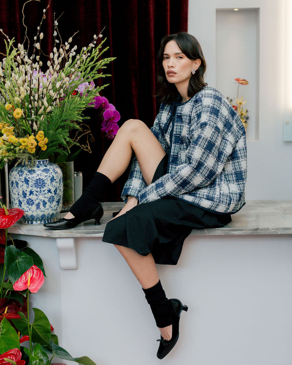 A BRONZE AGE RIO BOMBER - MOLLY PATCH PLAID