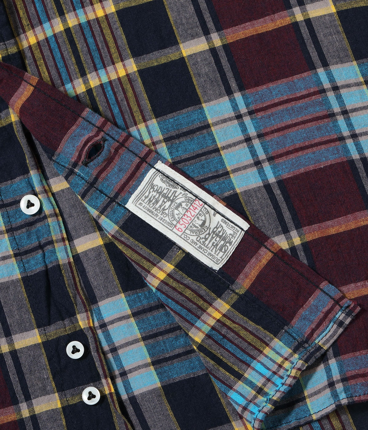 SUGAR CANE INDIA MADRAS CHECK BUTTON DOWN SHIRT - BLACK