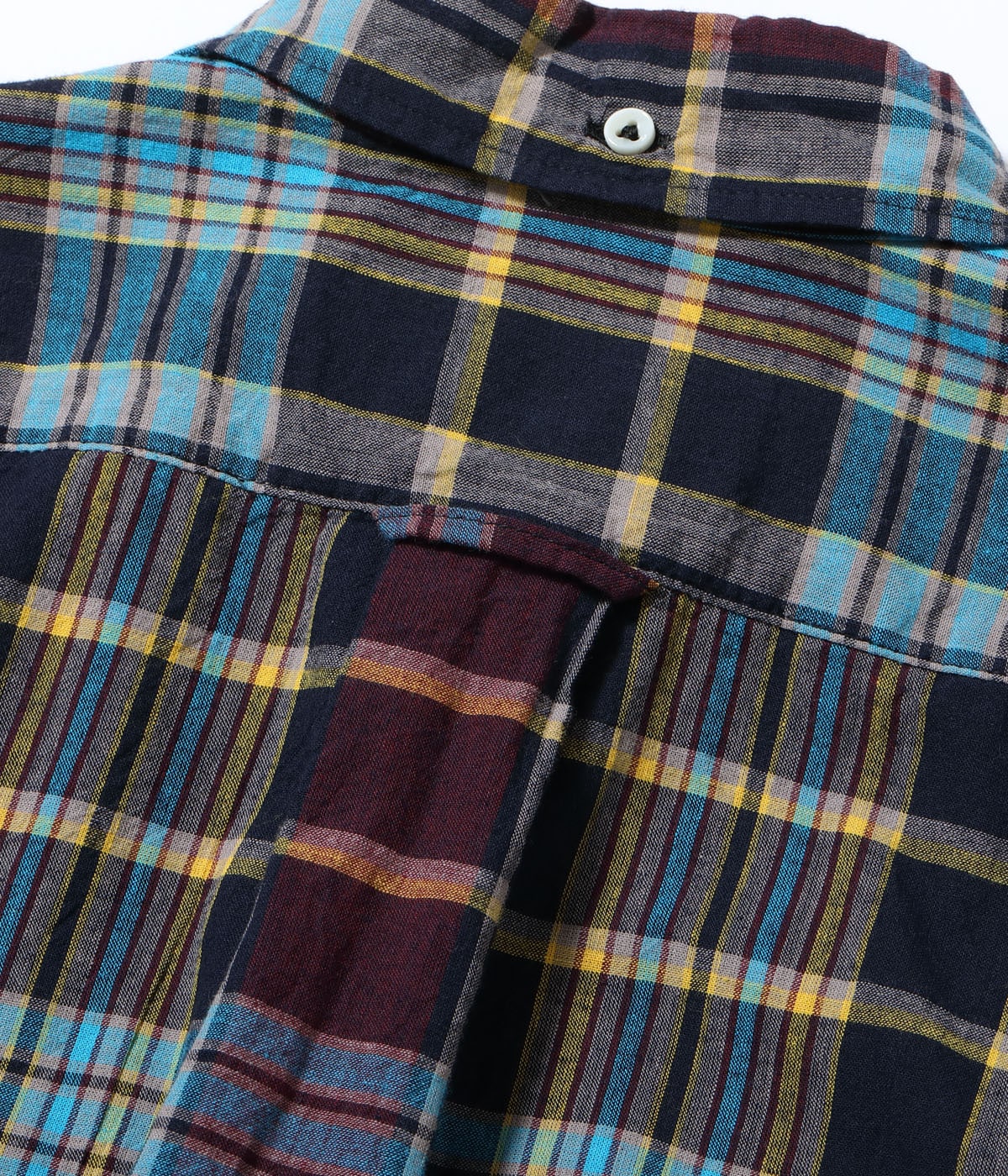 SUGAR CANE INDIA MADRAS CHECK BUTTON DOWN SHIRT - BLACK