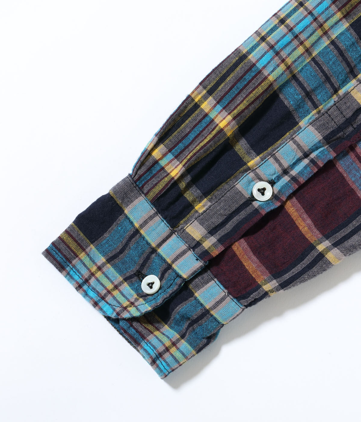 SUGAR CANE INDIA MADRAS CHECK BUTTON DOWN SHIRT - BLACK