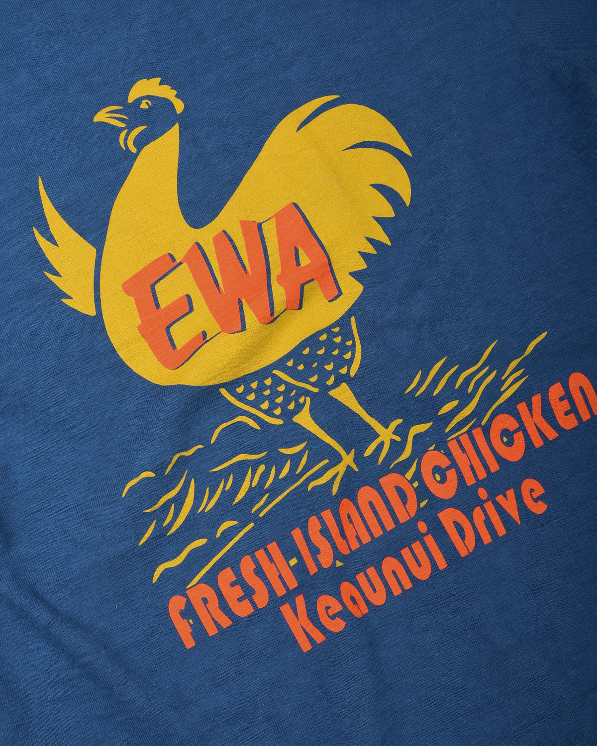SUN SURF SLUB YARN TEE 'FRESH ISLAND CHICKEN' - NAVY