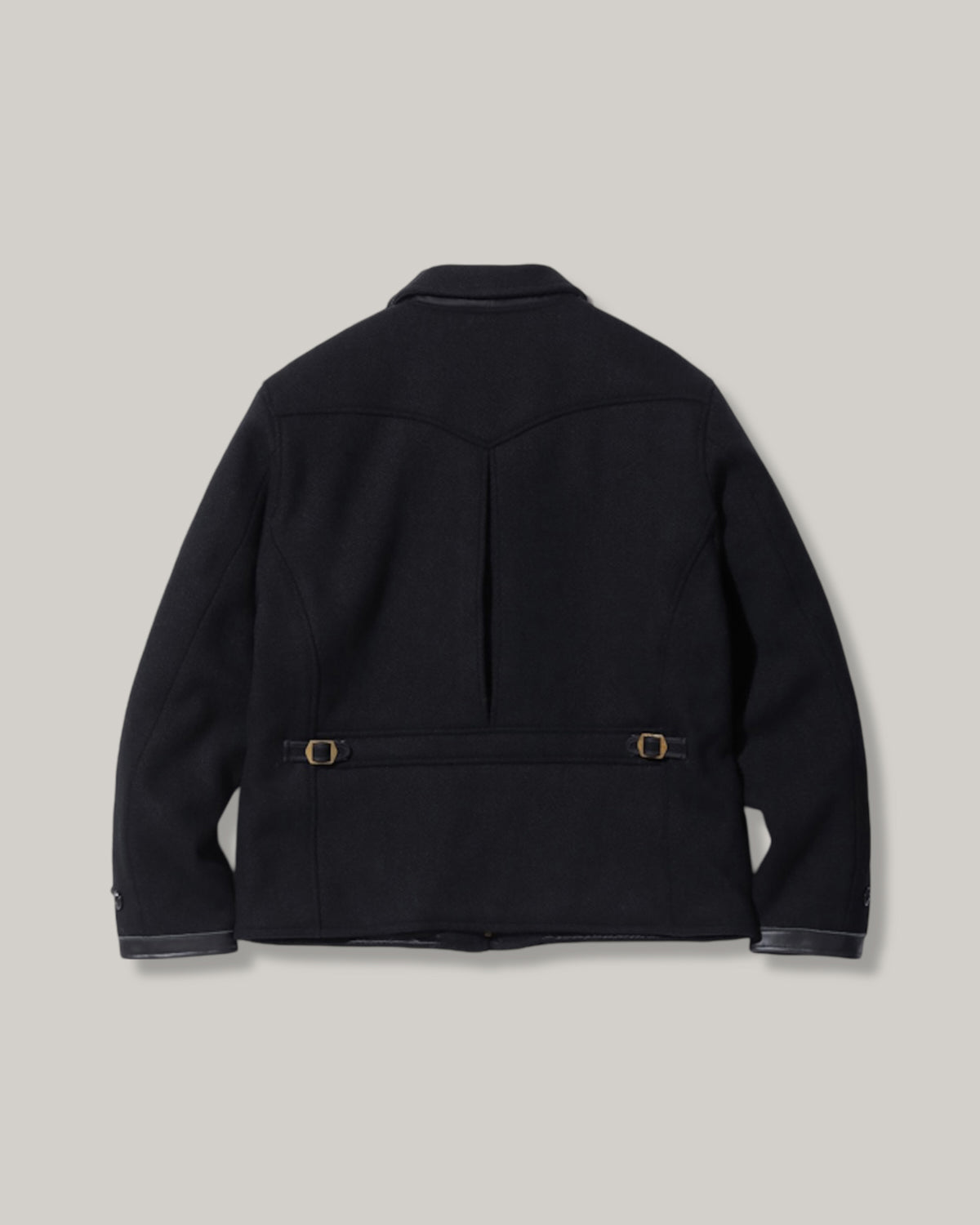 SUGAR CANE WOOL MELTON SPORTS JACKET - BLACK