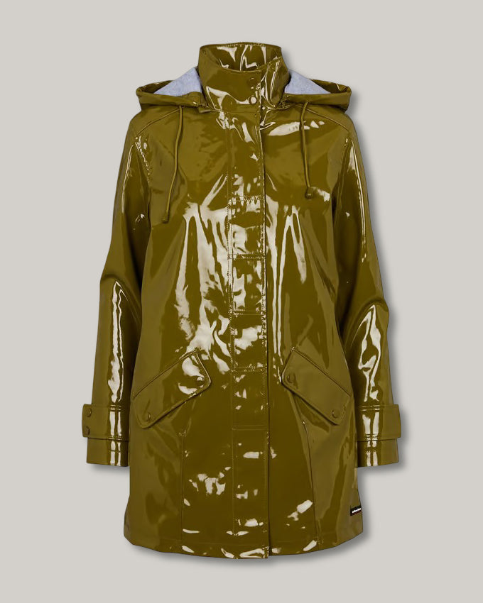 ARMOR LUX LADIES SHINY RAIN JACKET - FIR GREEN