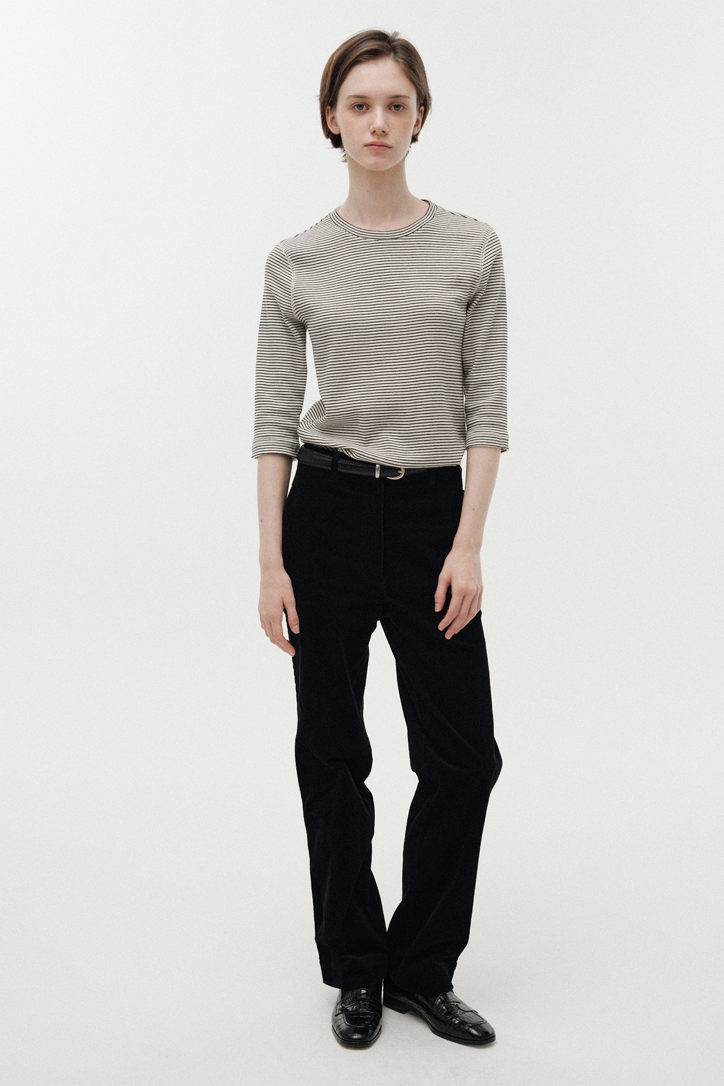 NOTHING WRITTEN STRIPE COTTON T-SHIRT - BLACK