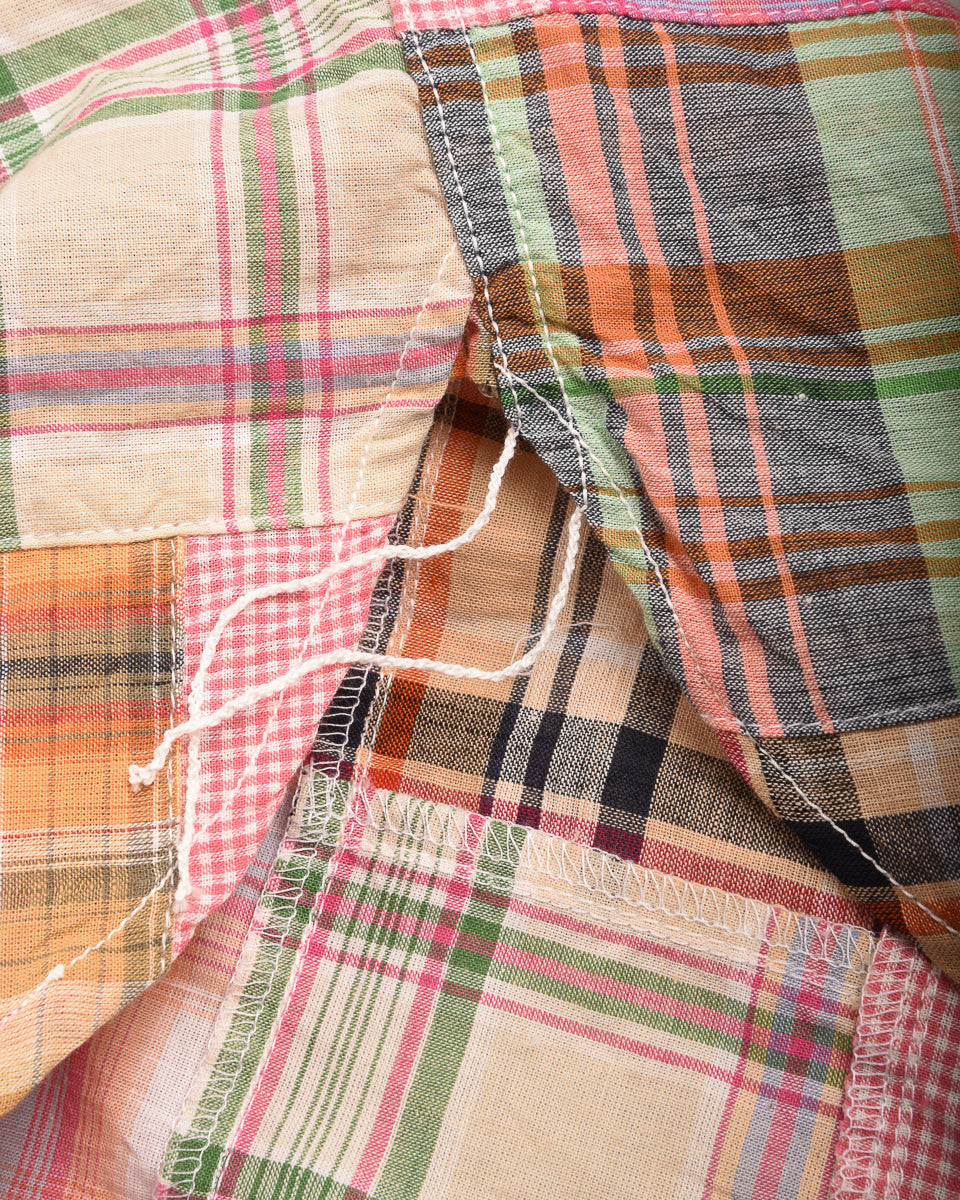 SUGAR CANE INDIA MADRAS PATCHWORK BUTTON SHIRT - PINK