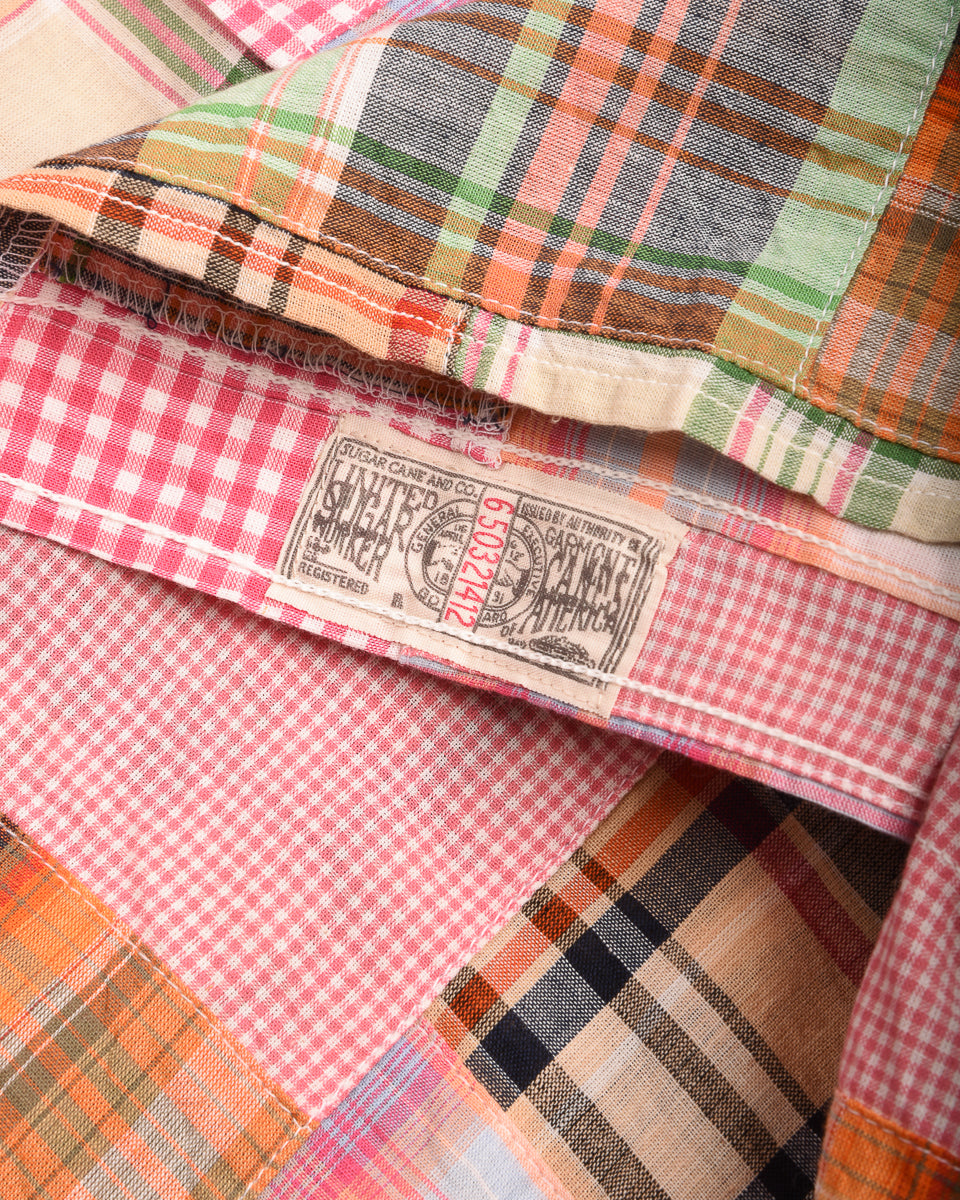 SUGAR CANE INDIA MADRAS PATCHWORK BUTTON SHIRT - PINK