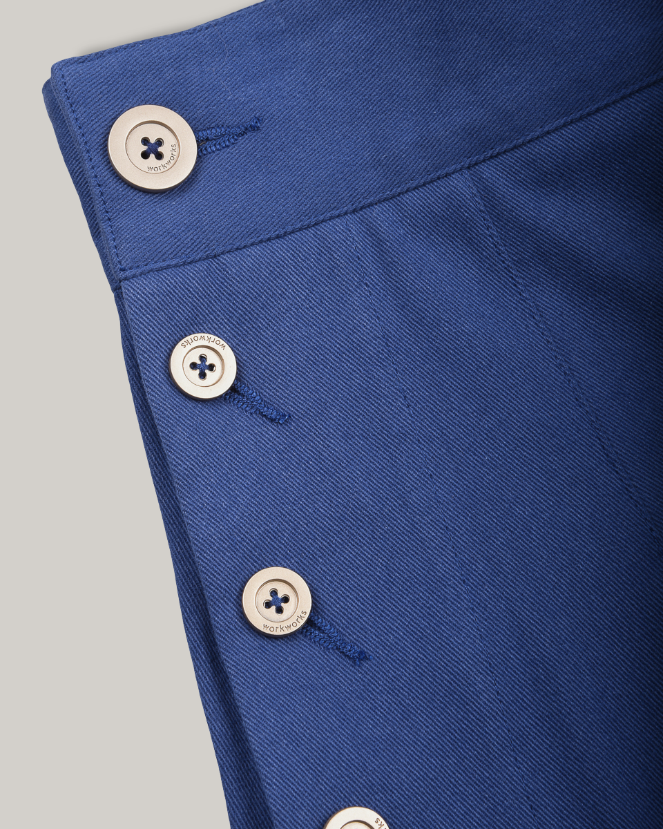 WORK WORKS WOMENS PLEATED SKIRT - BLUE TWILL