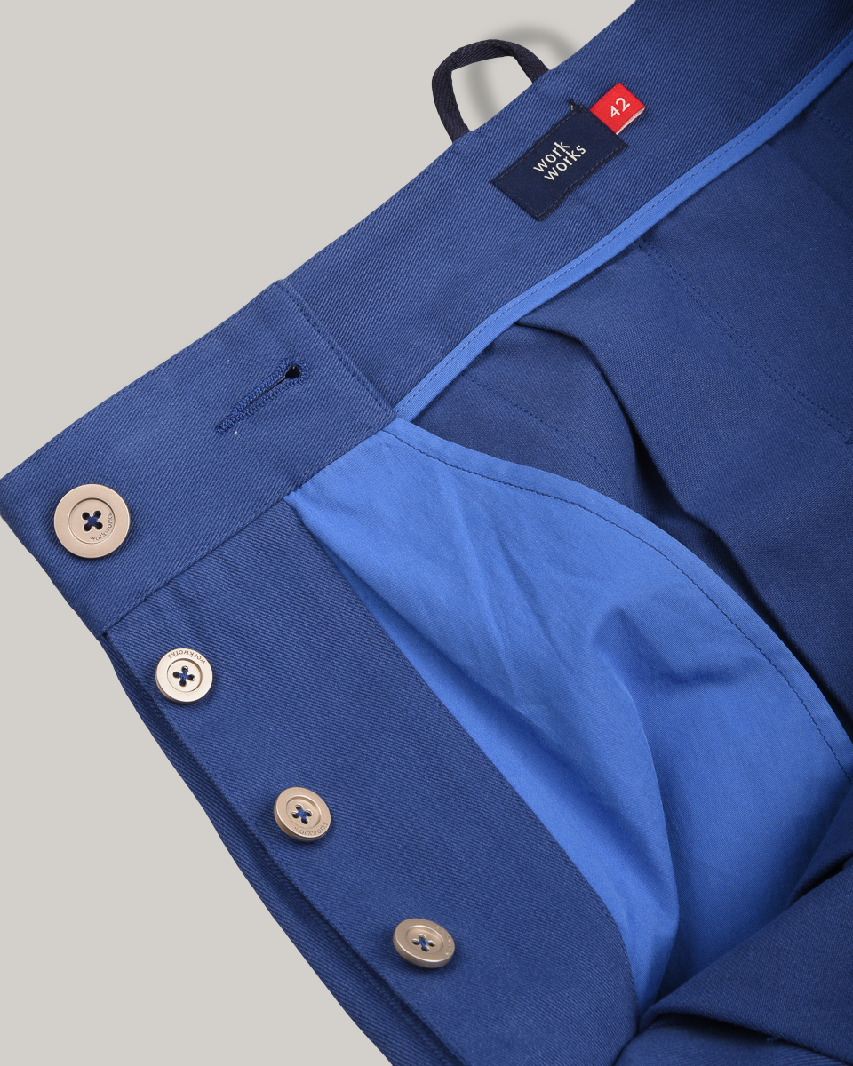WORK WORKS WOMENS PLEATED SKIRT - BLUE TWILL