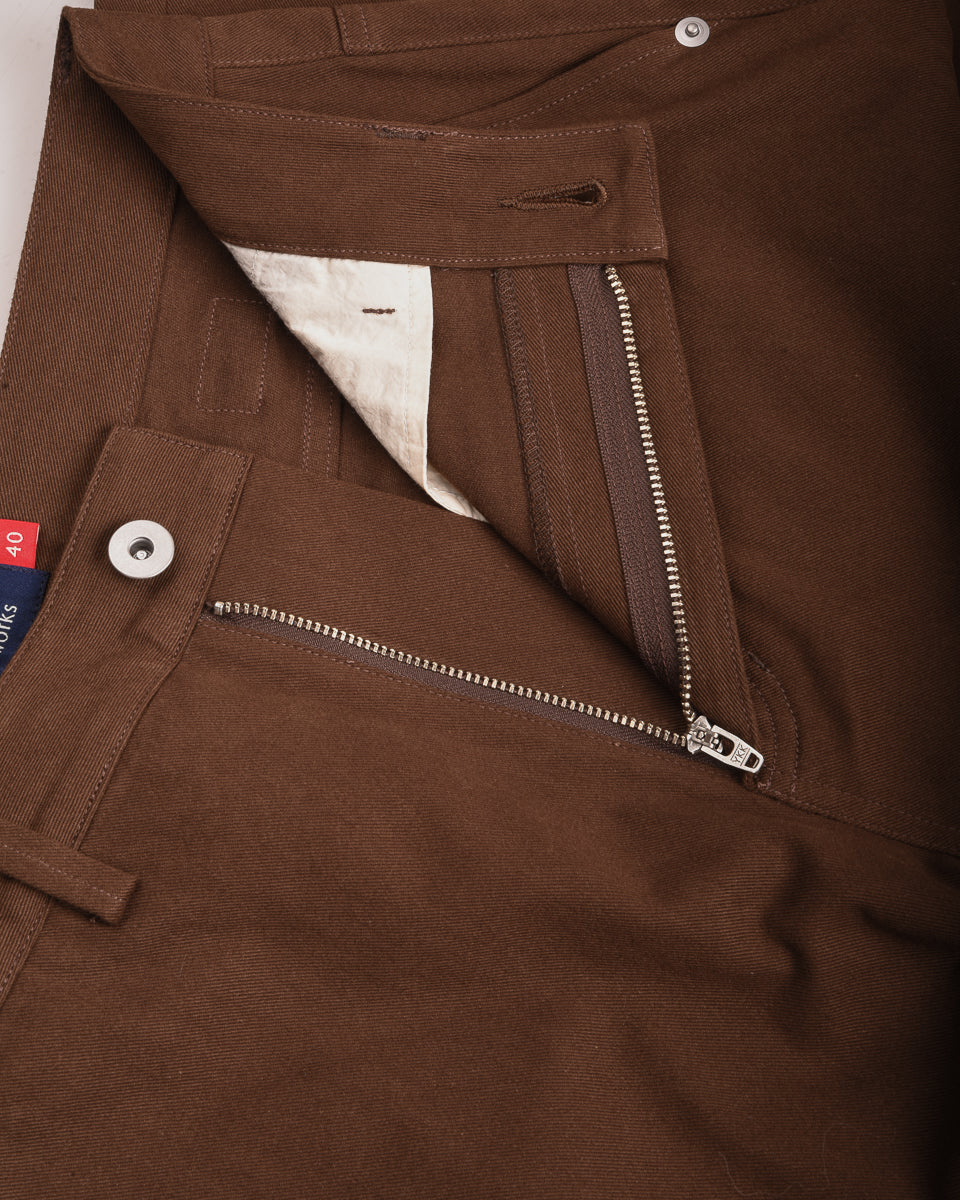 WORK WORKS WOMENS ANKLE LENGTH TROUSERS - BROWN
