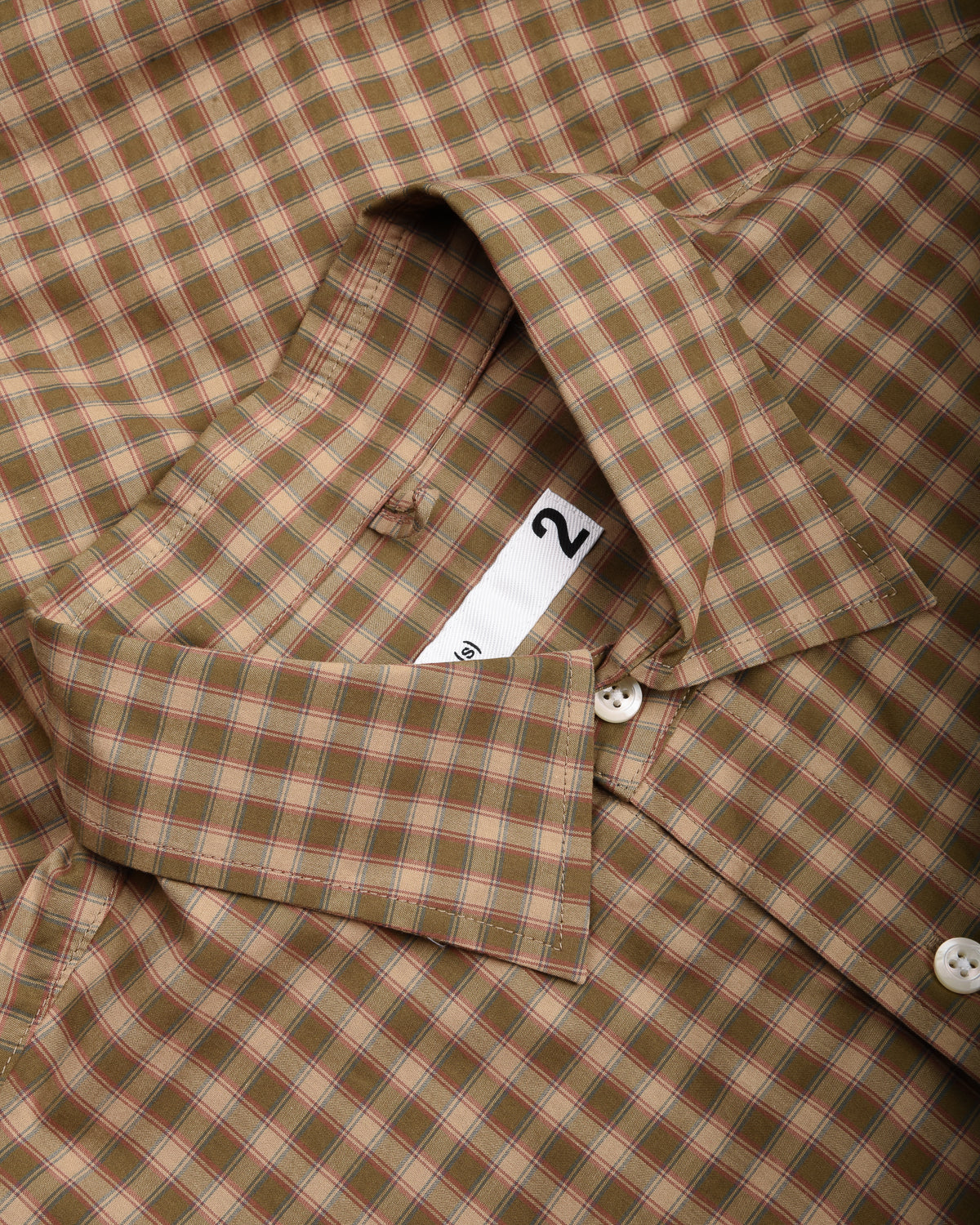 TS(S) SMALL PLAID ORGANIC COTTON BAGGY FIT SHIRT - KHAKI