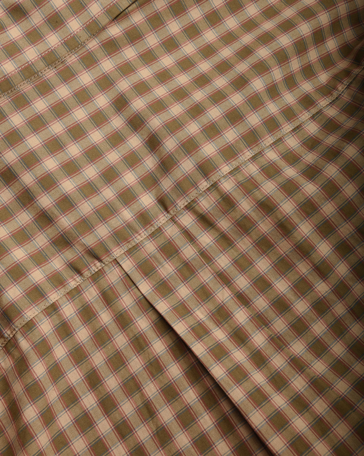 TS(S) SMALL PLAID ORGANIC COTTON BAGGY FIT SHIRT - KHAKI