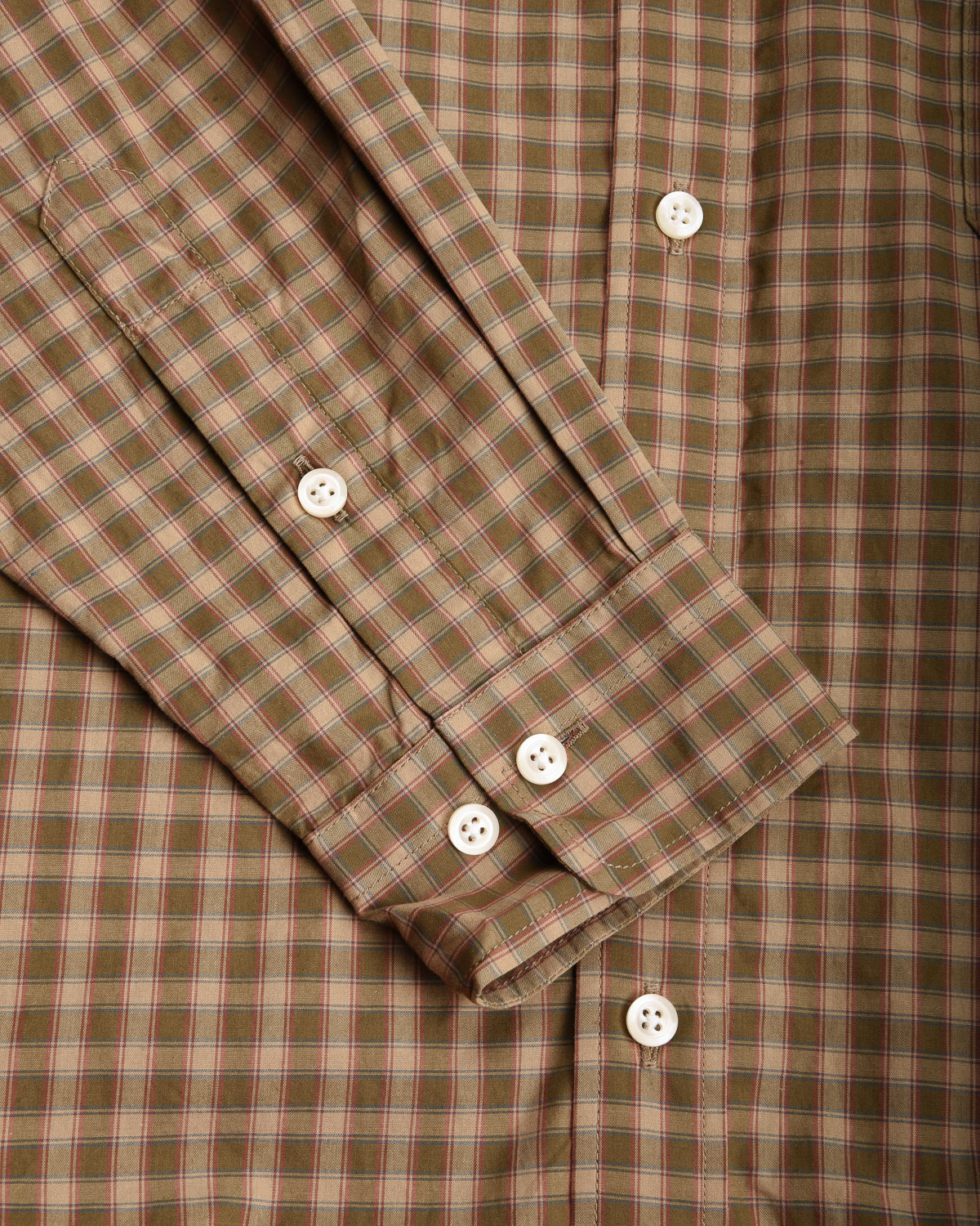 TS(S) SMALL PLAID ORGANIC COTTON BAGGY FIT SHIRT - KHAKI