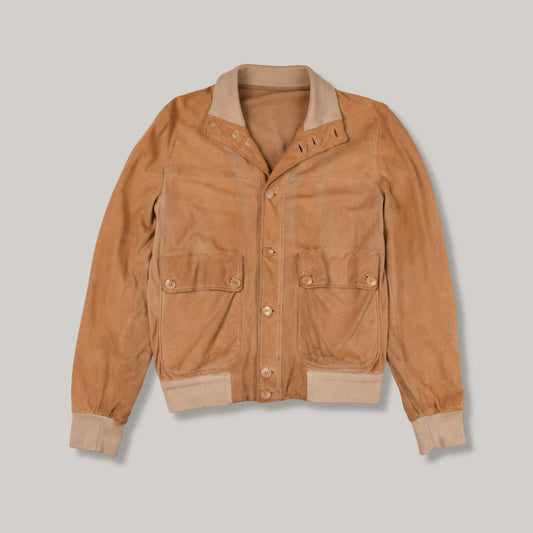 USED BALLY SUEDE BOMBER JACKET - TAN