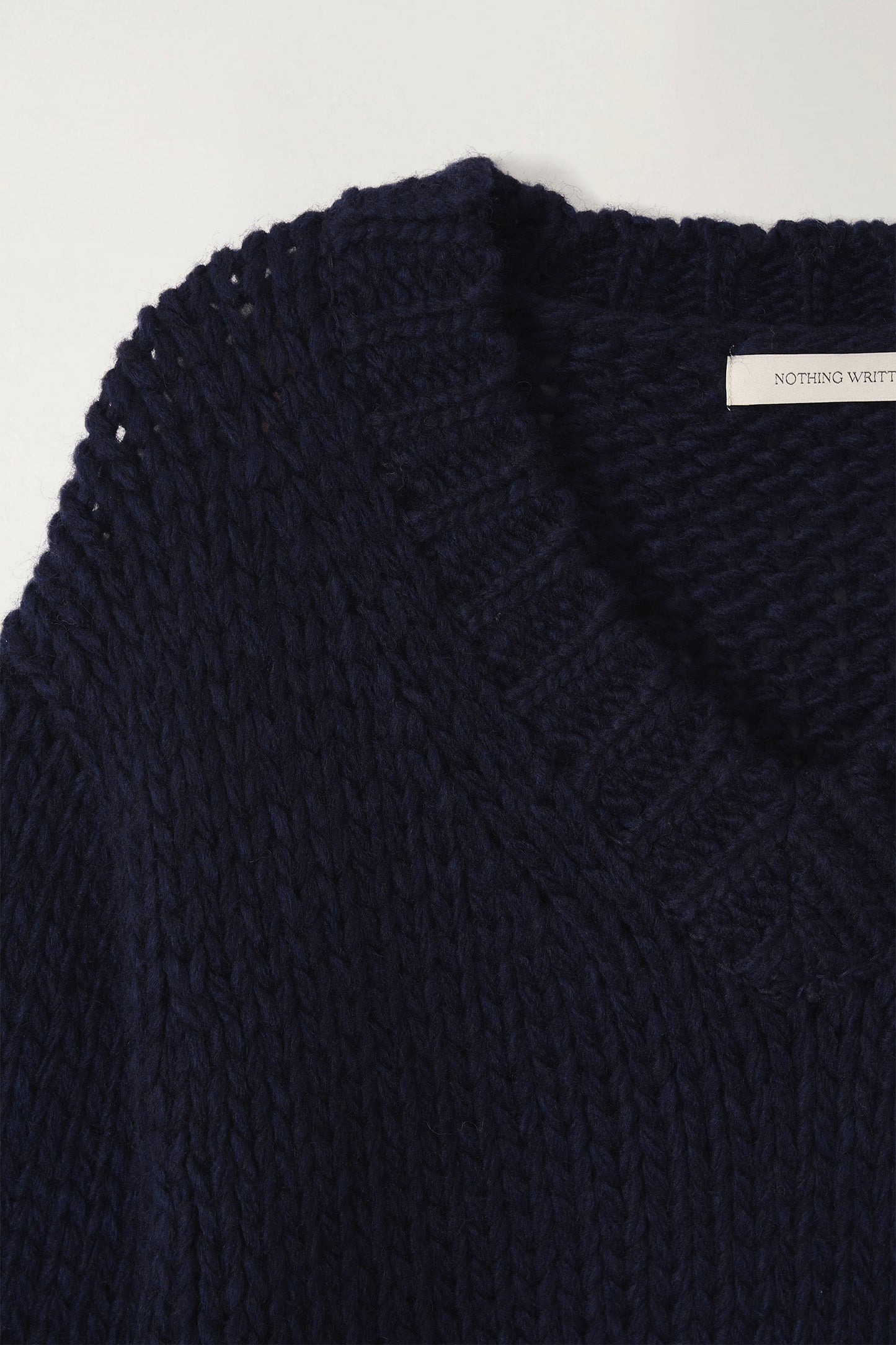 NOTHING WRITTEN WIDE V-NECK SWEATER - NAVY