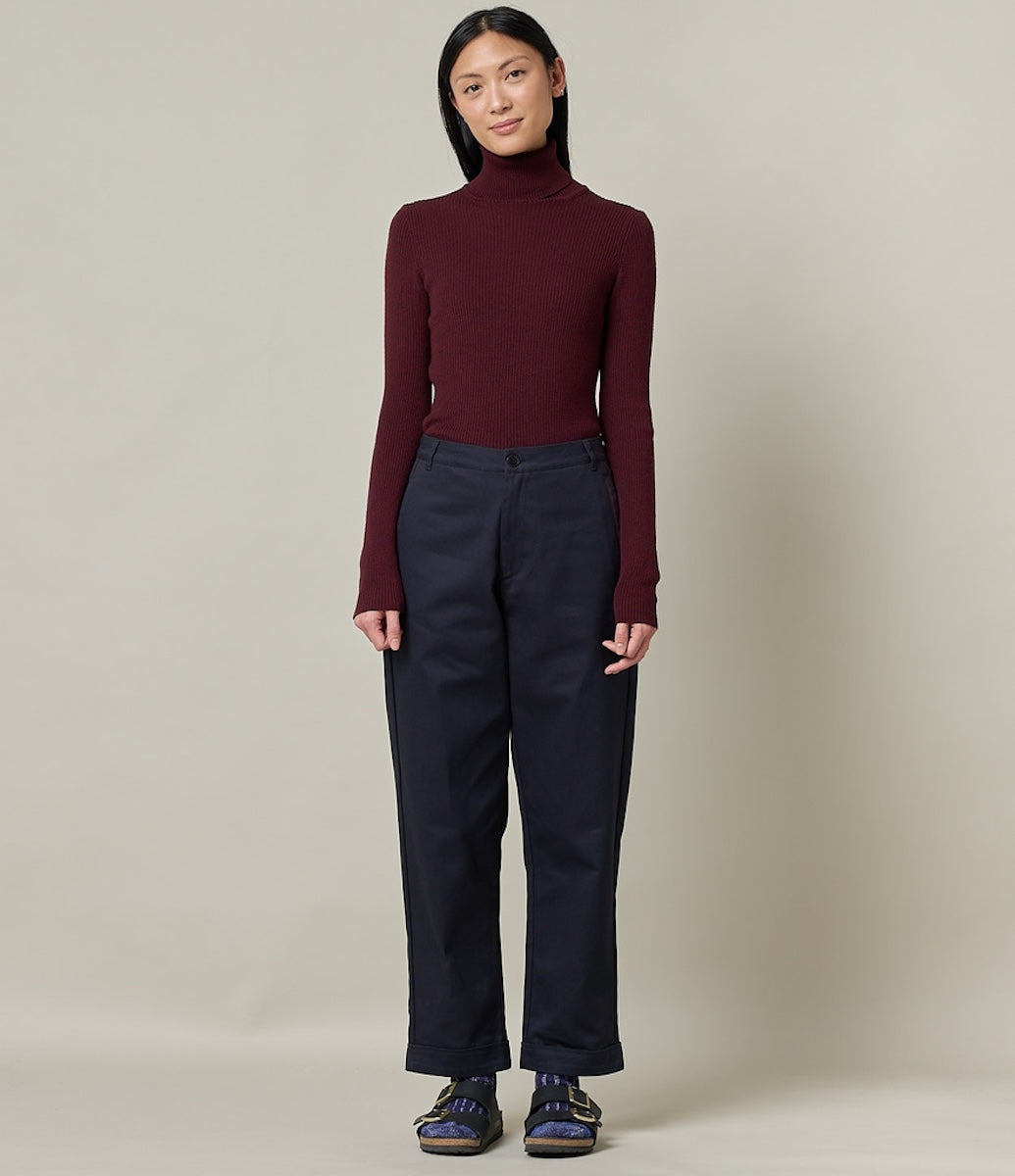 MERZ B. SCHWANEN WOMEN'S MERINO TURTLENECK PULLOVER - PLUM