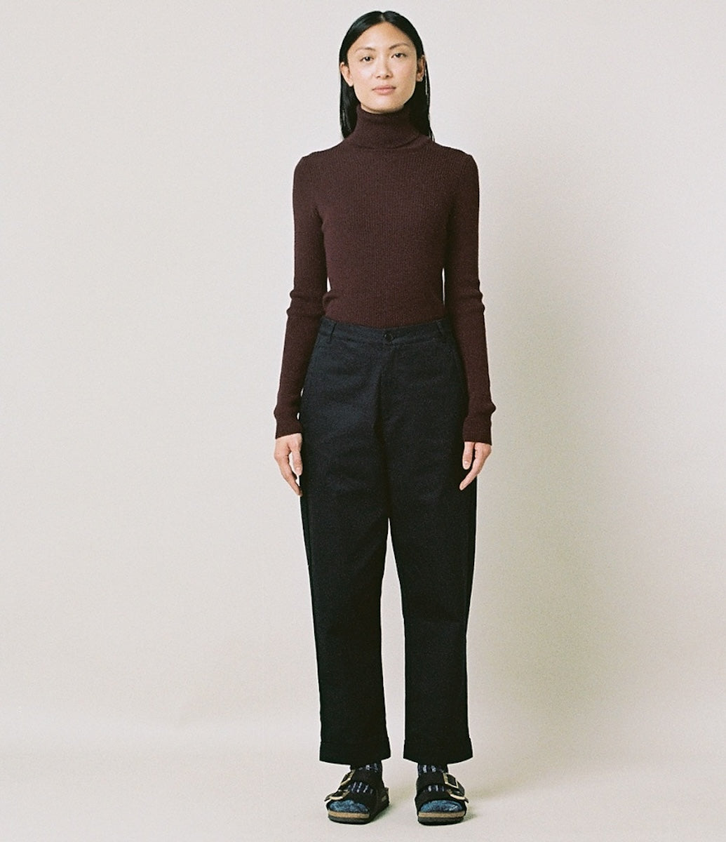 MERZ B. SCHWANEN WOMEN'S MERINO TURTLENECK PULLOVER - PLUM