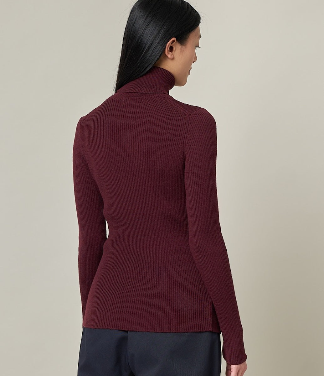 MERZ B. SCHWANEN WOMEN'S MERINO TURTLENECK PULLOVER - PLUM