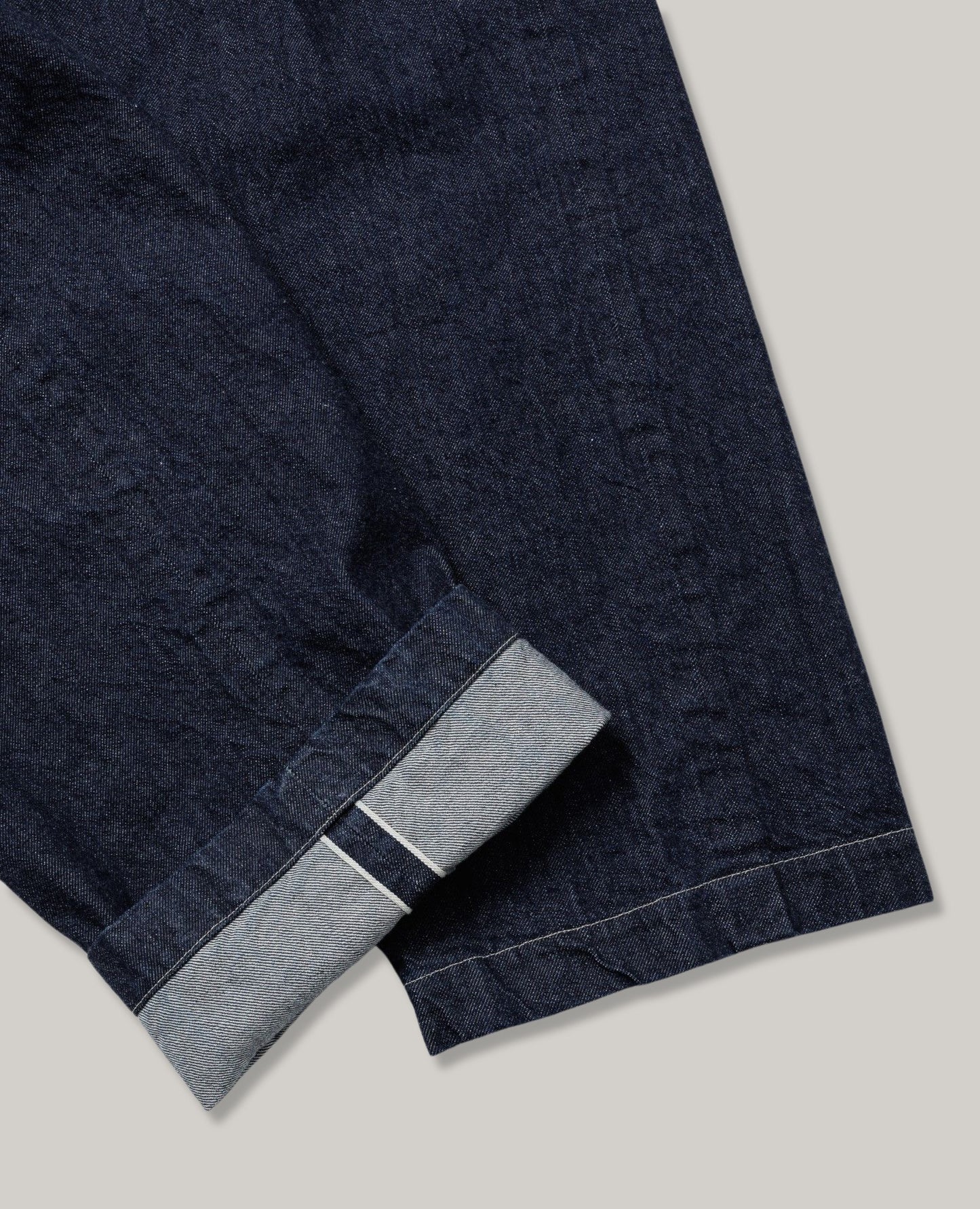 LENO BUCKLE BACK TROUSERS - INDIGO