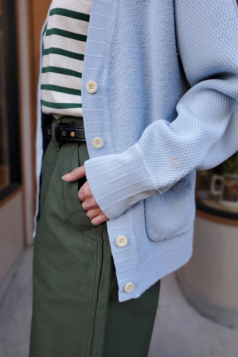 NIGEL CABOURN WOMEN'S BIG WAFFLE CARDIGAN - SAX