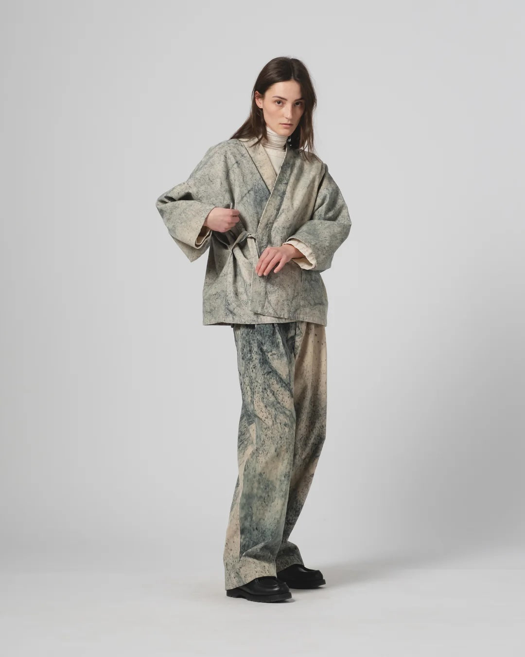EAT DUST KIMONO - FELINO CORD - BEIGE/ INK