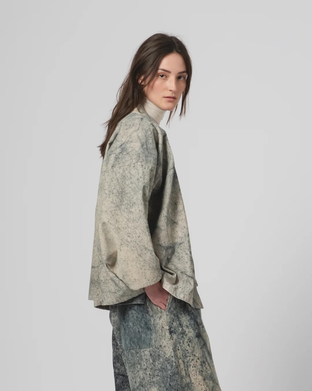 EAT DUST KIMONO - FELINO CORD - BEIGE/ INK