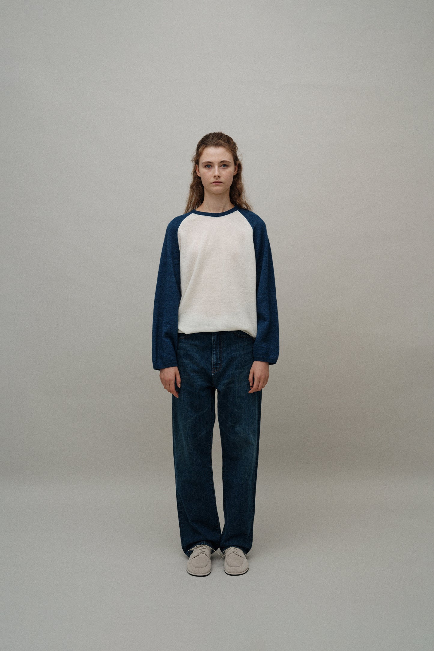 NOTHING WRITTEN PALIE RAGLAN PULLOVER - IVORY/ BLUE