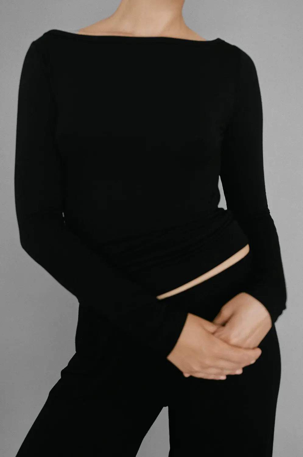 KYE INTIMATES RECLINE BATEAU LONGSLEEVE - BLACK