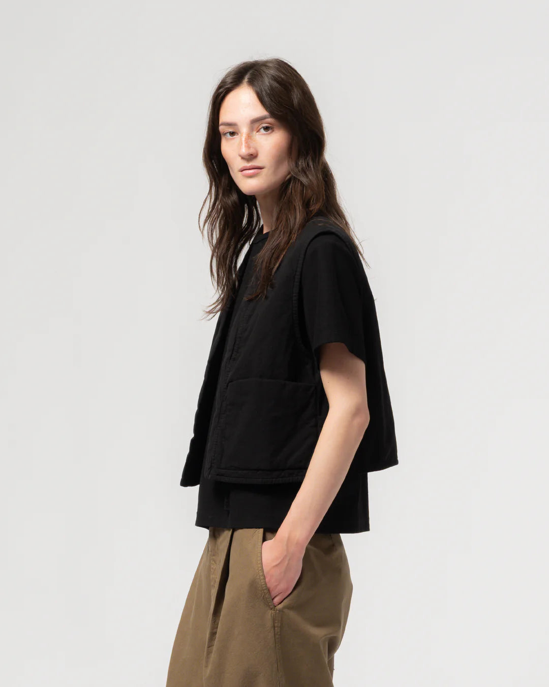 GIRLS OF DUST PADDED CORK VEST - FADED BLACK