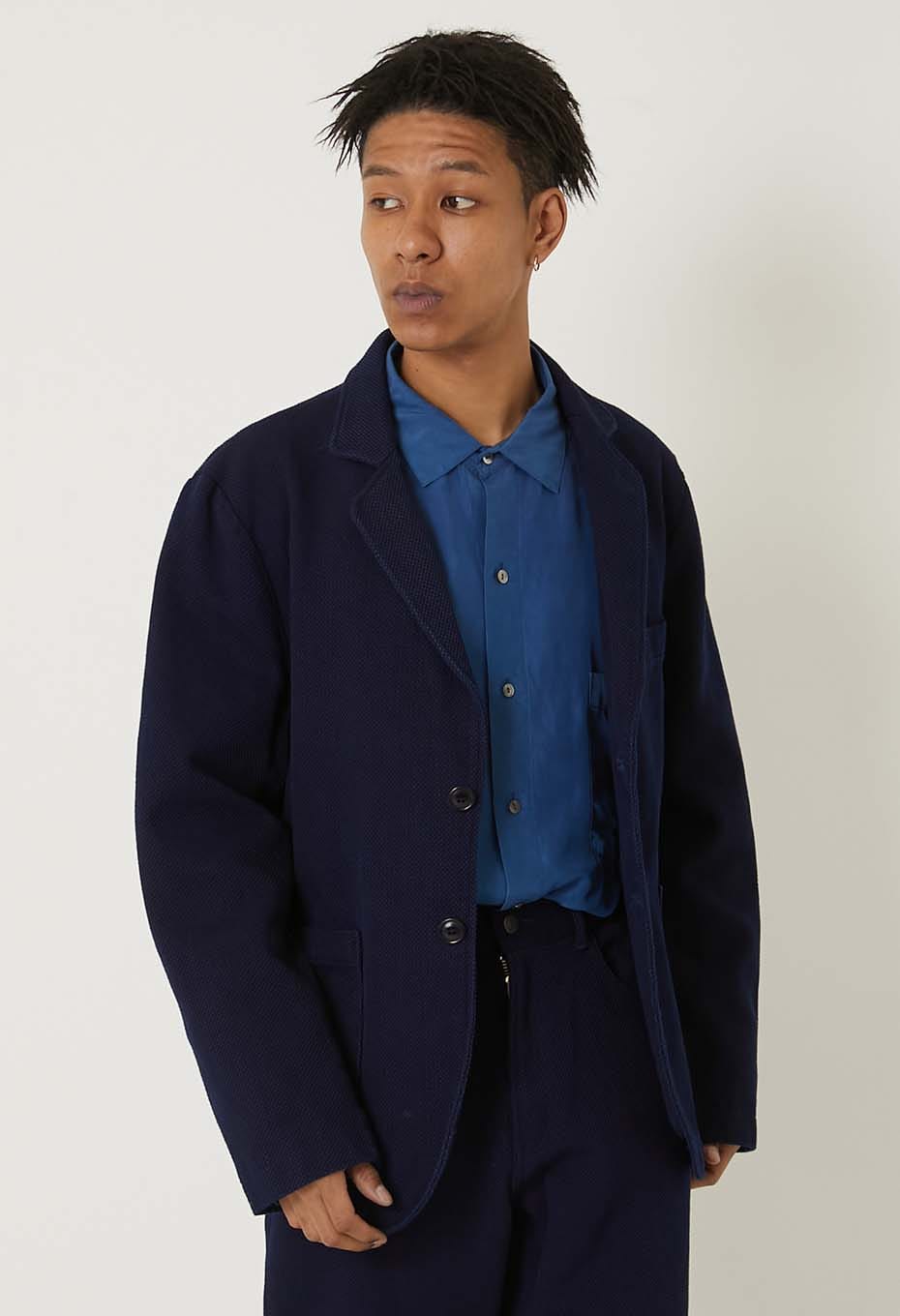 BLUE BLUE JAPAN PURE INDIGO DOUBLE CLOTH SASHIKO TAILORED JACKET
