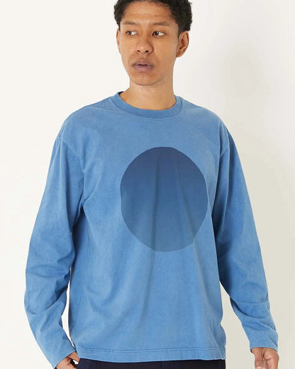 BLUE BLUE JAPAN INDIGO BIG CIRCLE PRINTED LS TEE