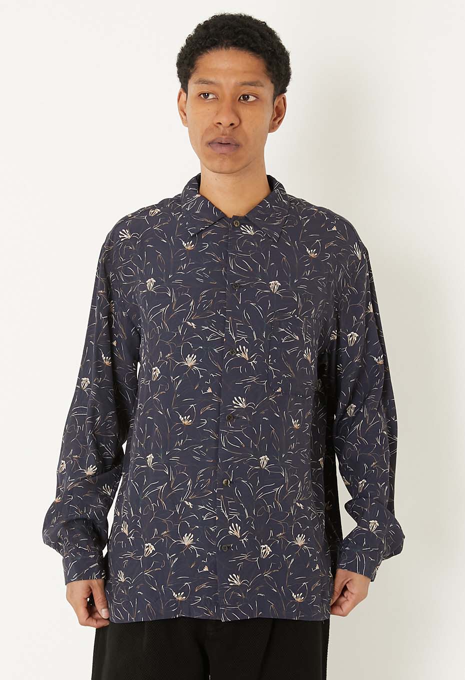 BLUE BLUE JAPAN RAYON ET CASABLANCA LILY LS SHIRT - DARK NAVY