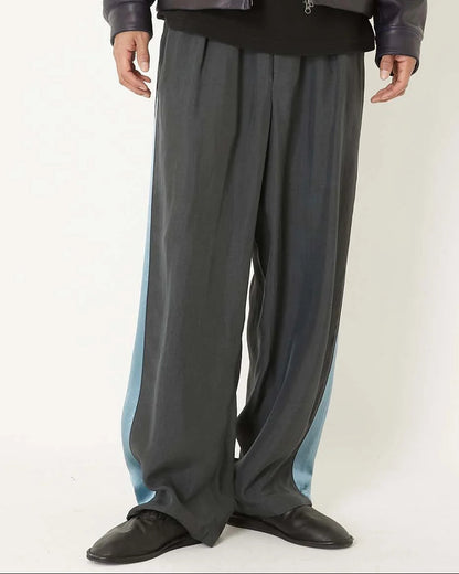 BLUE BLUE JAPAN PIGMENT DYED SATIN SIDE LINED PANTS - BLACK
