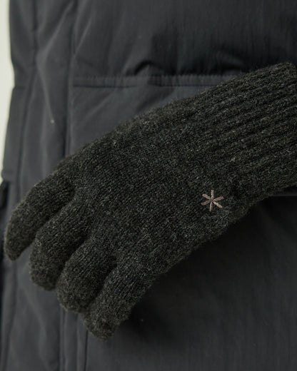 SNOW PEAK WASHABLE WOOL KNIT GLOVES - CHARCOAL
