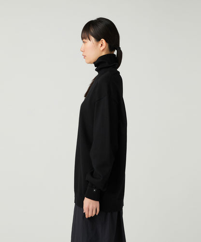 SNOW PEAK WASHABLE WOOL TURTLENECK KNIT - BLACK