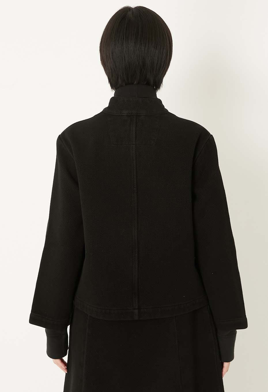 BLUE BLUE JAPAN WOMENS DOUBLE CLOTH SASHIKO 'HAORI' JACKET - DARK BLACK