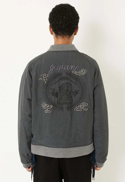 BLUE BLUE JAPAN 'HANA NI TORA' REVERSIBLE SOUVENIR JACKET - BLACK