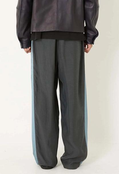 BLUE BLUE JAPAN PIGMENT DYED SATIN SIDE LINED PANTS - BLACK
