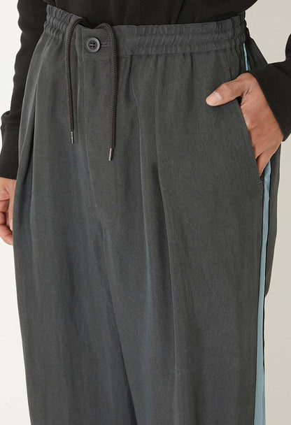 BLUE BLUE JAPAN PIGMENT DYED SATIN SIDE LINED PANTS - BLACK