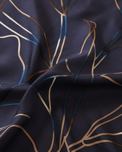 BLUE BLUE JAPAN CASABLANCA LILY LARGE SILK SCARF - DARK NAVY