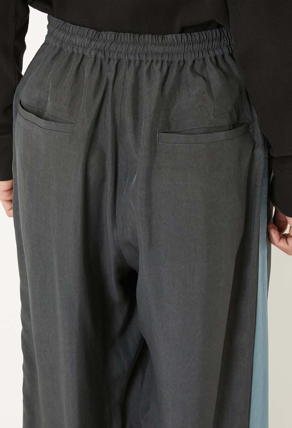 BLUE BLUE JAPAN PIGMENT DYED SATIN SIDE LINED PANTS - BLACK