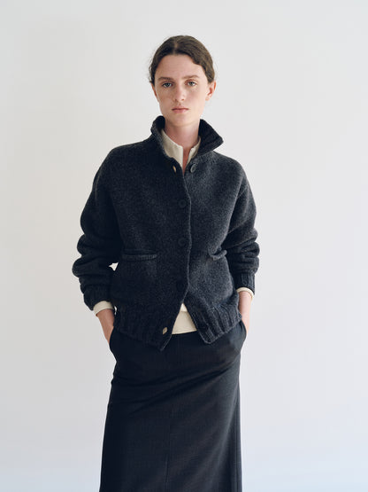 NOTHING WRITTEN MARRIE SOFT POCKET CARDIGAN - CHARCOAL