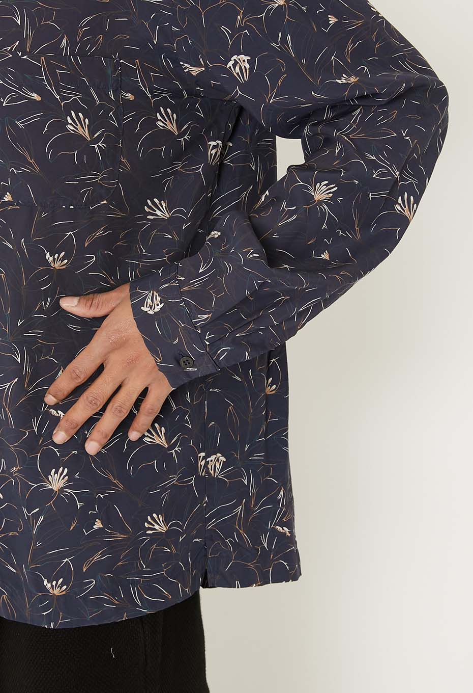 BLUE BLUE JAPAN RAYON ET CASABLANCA LILY LS SHIRT - DARK NAVY