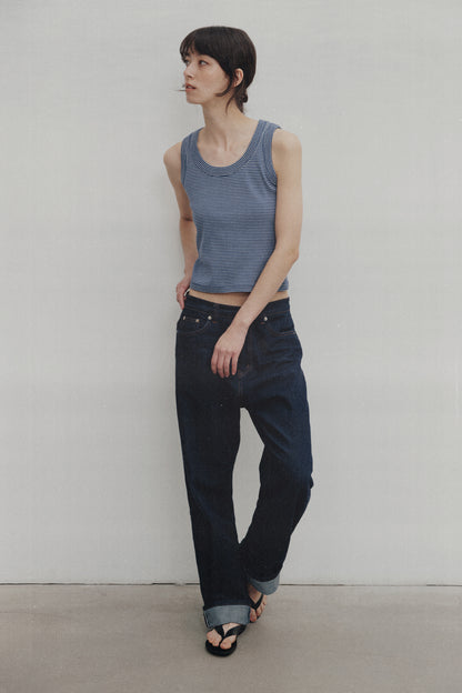 NOTHING WRITTEN SAILOR SLEEVELESS TOP - BLUE