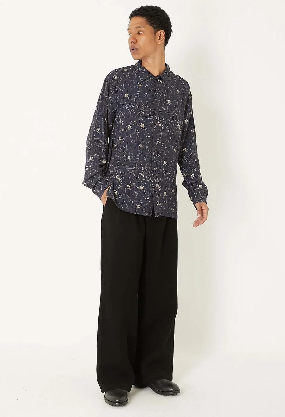BLUE BLUE JAPAN RAYON ET CASABLANCA LILY LS SHIRT - DARK NAVY