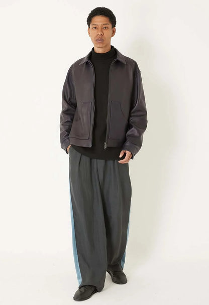 BLUE BLUE JAPAN PIGMENT DYED SATIN SIDE LINED PANTS - BLACK