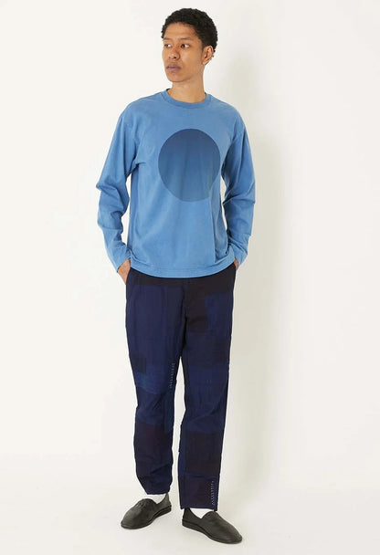 BLUE BLUE JAPAN INDIGO BIG CIRCLE PRINTED LS TEE