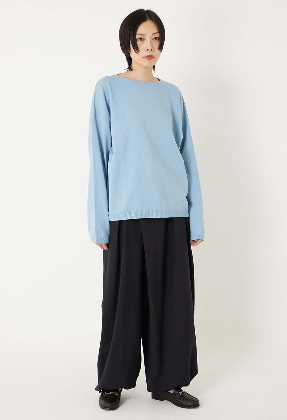 BLUE BLUE JAPAN DRY TOUCH POPLIN FULL WIDE PANTS - DARK NAVY